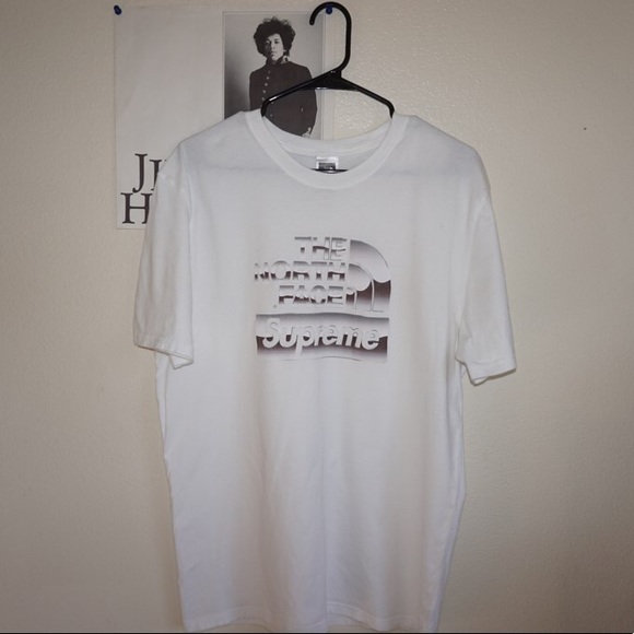 north face supreme metallic tee